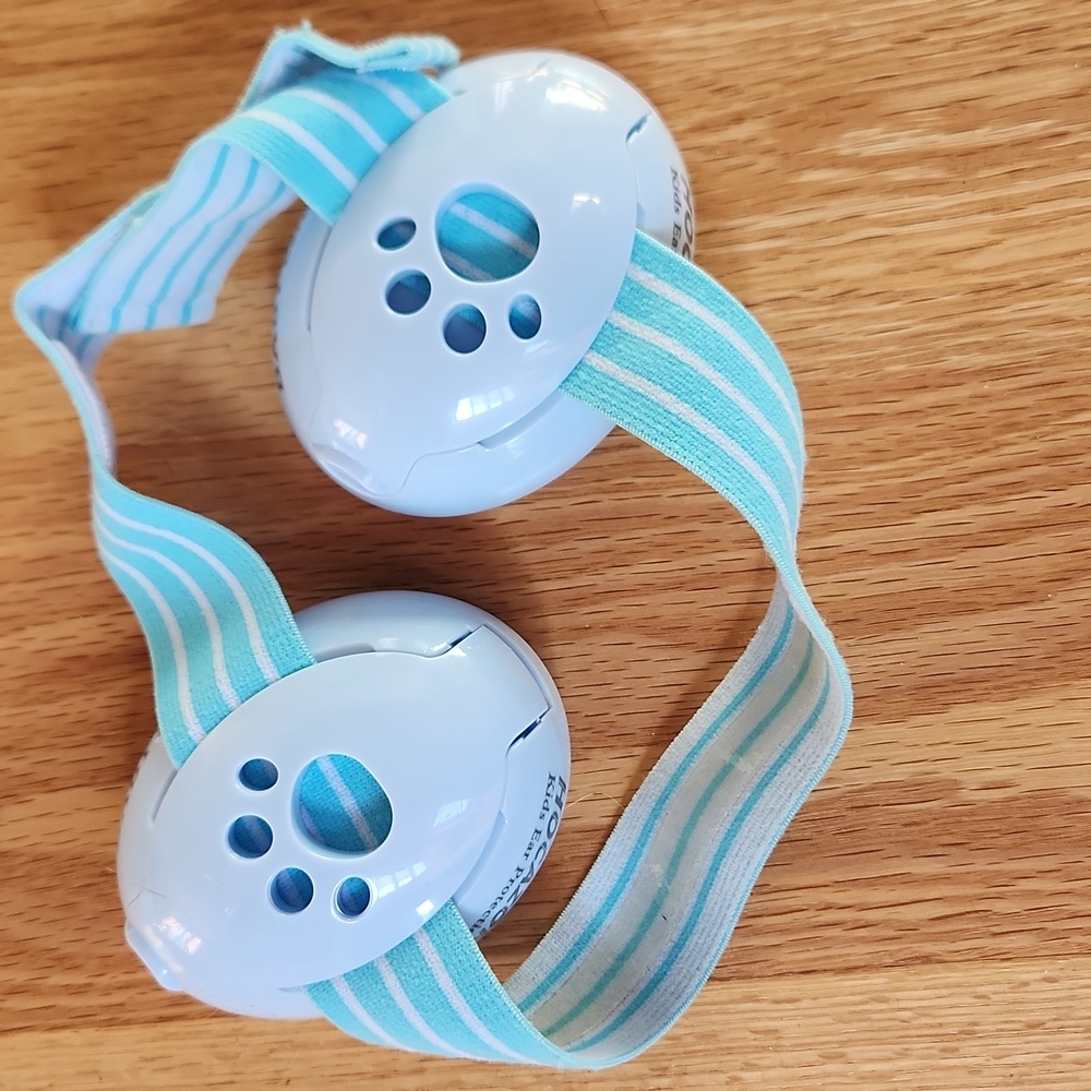 Blue and White Adjustable Baby Headphone
